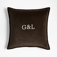 Deep Brown 20"x20" Washed Organic Cotton Velvet Throw Pillow Cover