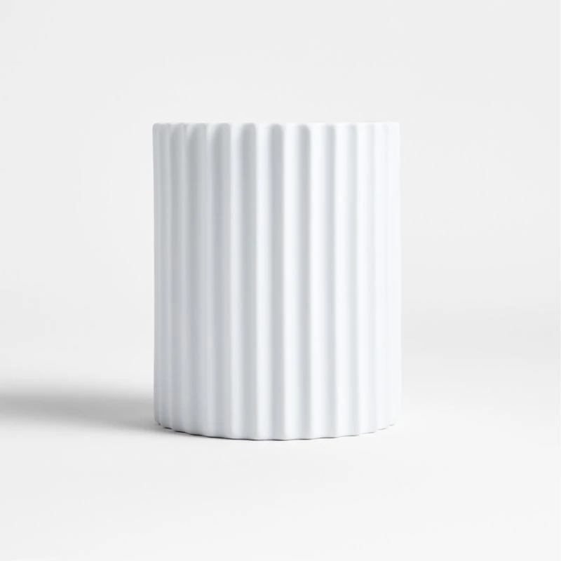 Wave Small White Porcelain Hurricane Candle Holder