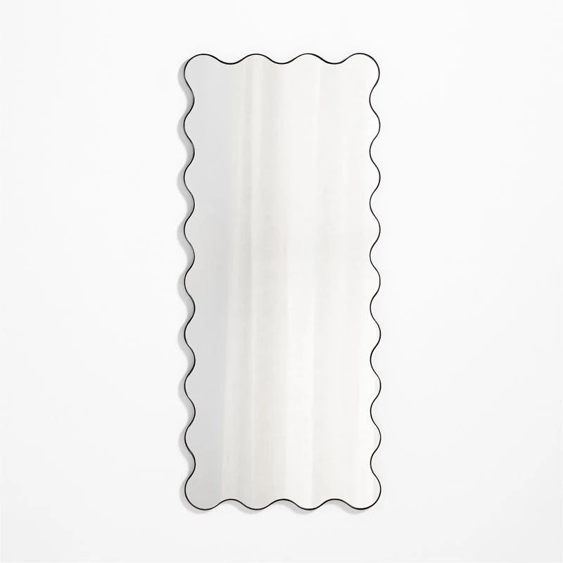 Waveland Black Metal Full-Length Scalloped Wavy Wall Mirror
