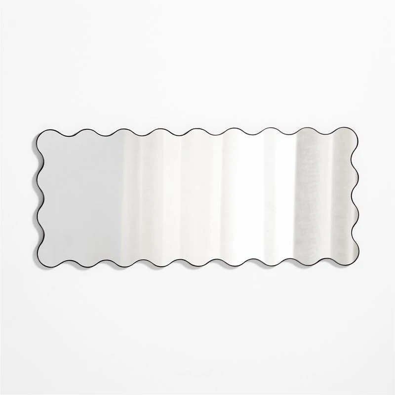 Waveland Black Metal Full-Length Scalloped Wavy Wall Mirror