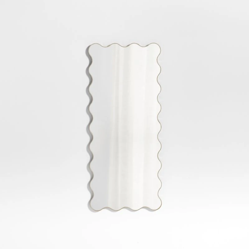 Waveland Brass Metal Full-Length Scalloped Wavy Wall Mirror