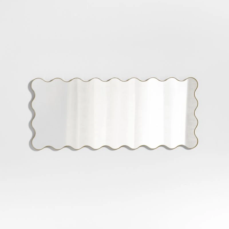 Waveland Brass Metal Full-Length Scalloped Wavy Wall Mirror