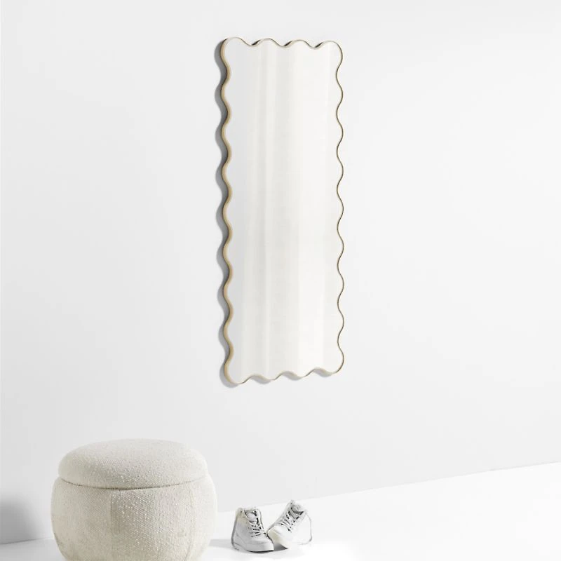 Waveland Brass Metal Full-Length Scalloped Wavy Wall Mirror