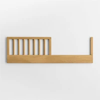 Waveland Natural Oak Wood and Natural Strip Upholstered Convertible Baby Crib with Toddler Bed Rail