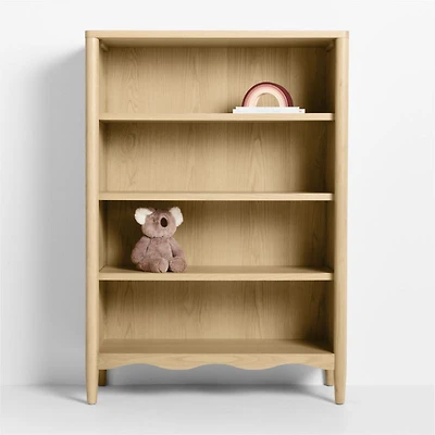 Waveland Natural Oak Wood 4- Shelf Tall Kids Bookcase