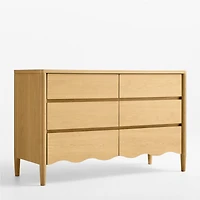 Waveland 54" Natural Oak Wood Wide 6-Drawer Kids Dresser