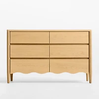 Waveland 54" Natural Oak Wood Wide 6-Drawer Kids Dresser