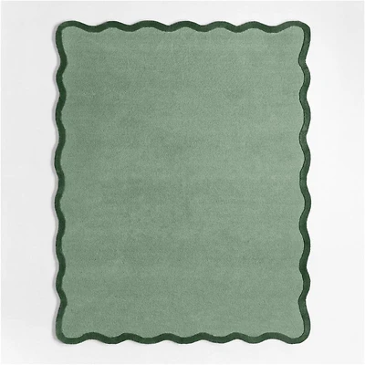Wavy Border Muted Blue Kids Performance Area Rug 8'x10'