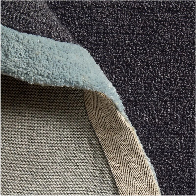 Wavy Border Midnight Navy Blue Kids Performance Area Rug 8'x10'