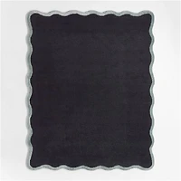 Wavy Border Midnight Navy Blue Kids Performance Area Rug 8'x10'