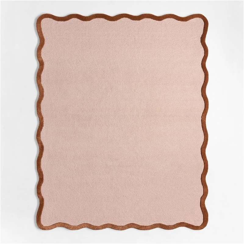 Wavy Border Pink Tint Kids Performance Area Rug 8'x10'