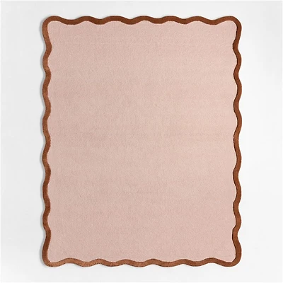 Wavy Border Pink Tint Kids Performance Area Rug 8'x10'