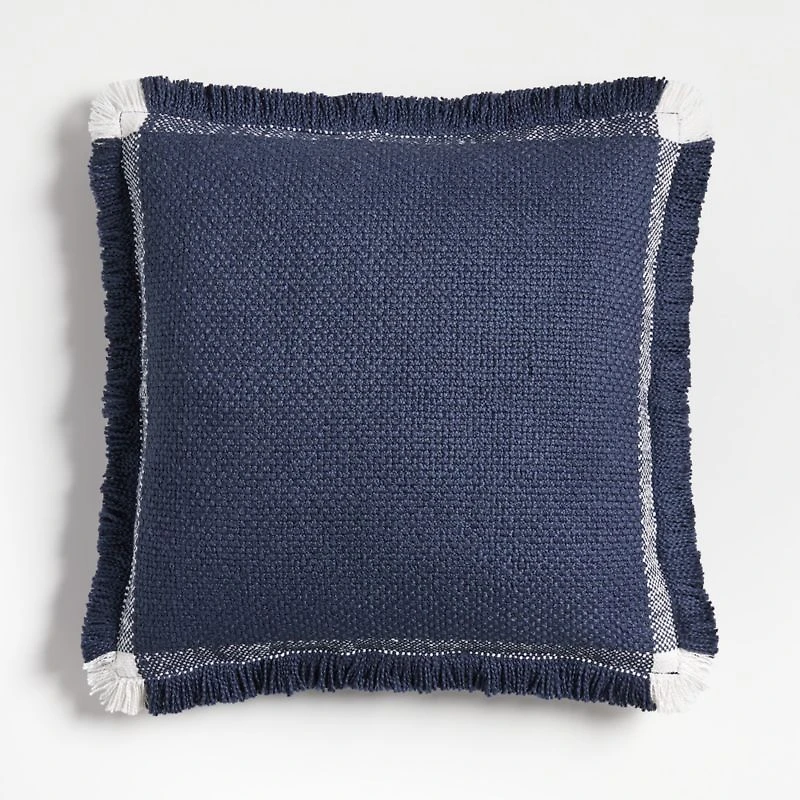 Weekend Deep Indigo Blue Organic Cotton 23"x23" Throw Pillow with Feather Insert