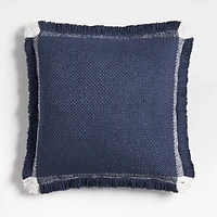 Weekend Deep Indigo Blue Organic Cotton 23"x23" Throw Pillow with Feather Insert