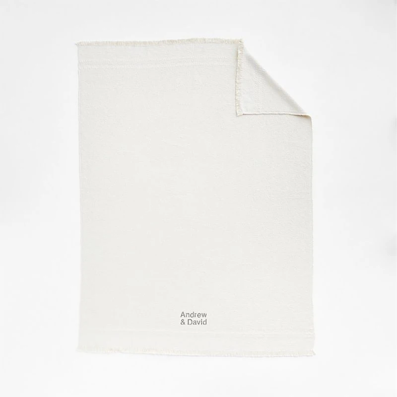 Weekend Arctic Ivory Organic Cotton 70"x55" Fringe Throw Blanket