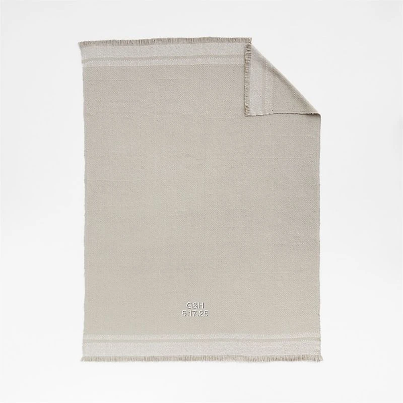 Weekend Sand Beige Organic Cotton 70"x55" Fringe Throw Blanket