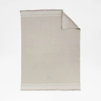 Weekend Sand Beige Organic Cotton 70"x55" Fringe Throw Blanket