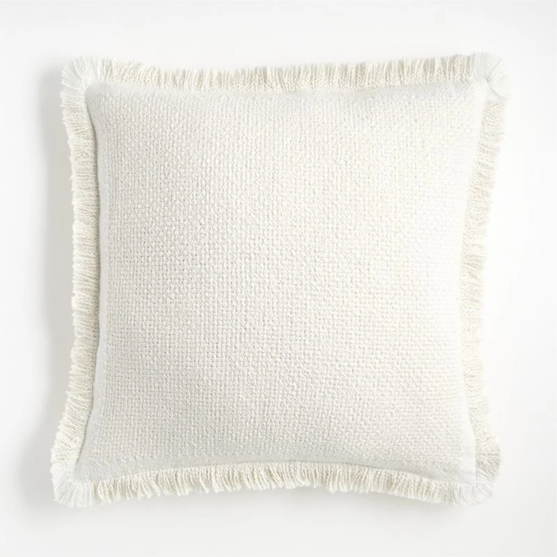 Weekend Arctic Ivory Organic Cotton 23"x23" Throw Pillow with Feather Insert