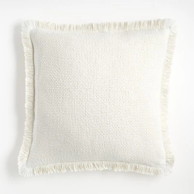 Weekend Arctic Ivory Organic Cotton 23"x23" Throw Pillow with Feather Insert