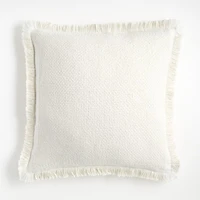Weekend Arctic Ivory Organic Cotton 23"x23" Throw Pillow with Feather Insert