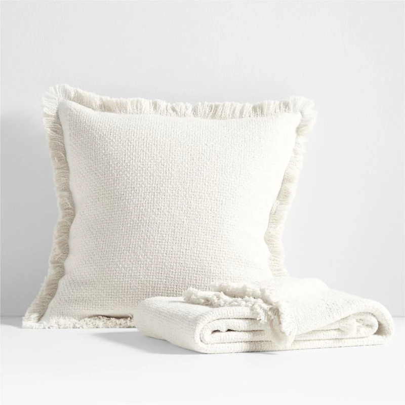 Weekend Arctic Ivory Organic Cotton 23x23 Throw Pillow Cover