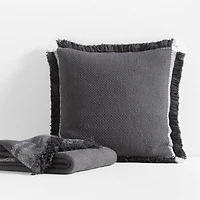 Weekend Storm Grey Organic Cotton 70"x55" Fringe Throw Blanket