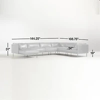 Wells Cayenne Leather 4-Piece U-Shaped Sectional Sofa