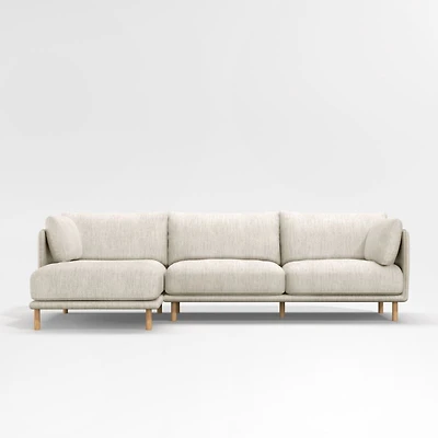 Wells 2-Piece Chaise Sectional Sofa with Natural Leg Finish