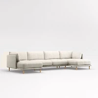 Wells -Piece U-Shaped Sectional Sofa with Natural Leg Finish