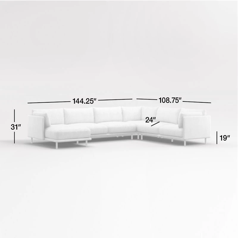 Wells 4-Piece U-Shaped Sectional Sofa with Natural Leg Finish