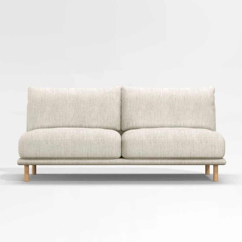 Wells Armless Sofa with Natural Leg Finish