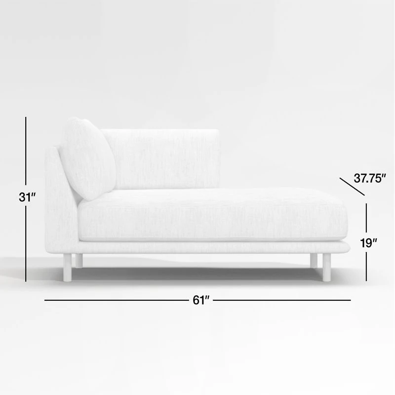 Wells Right-Arm Chaise with Natural Leg Finish