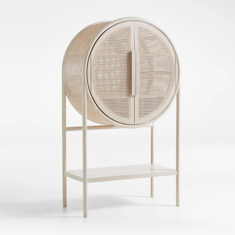 West Whitewash Cane Bar Cabinet by Leanne Ford