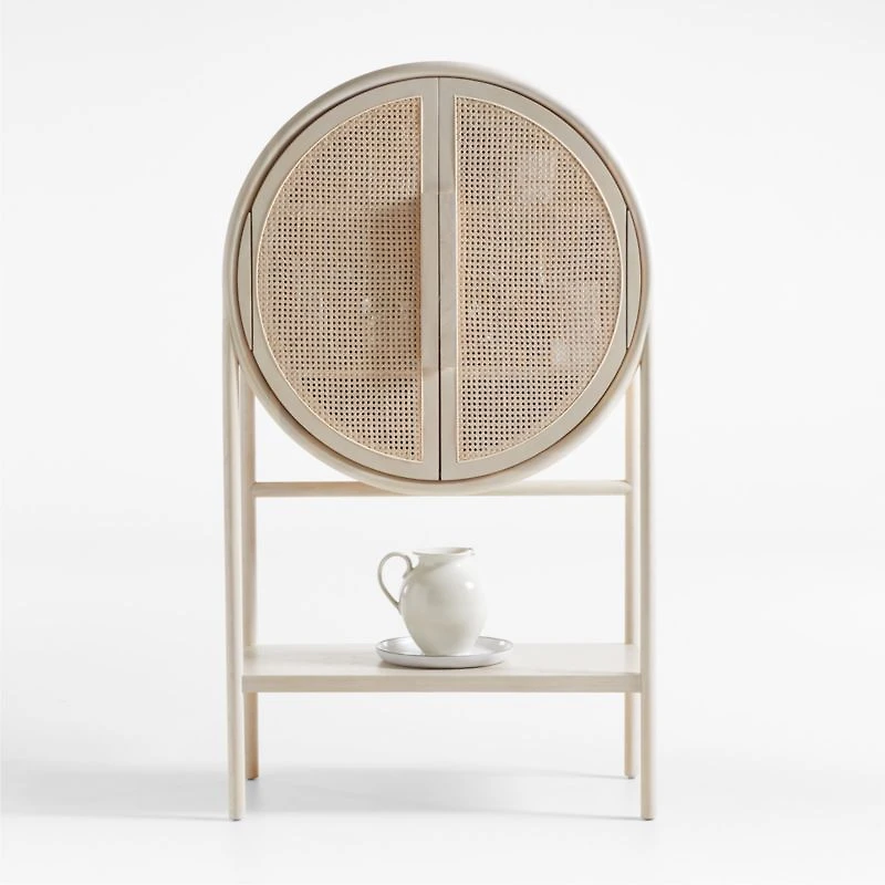 West Whitewash Cane Bar Cabinet by Leanne Ford