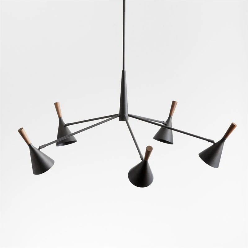 Weston Black Mid-Century Modern Chandelier Light 45"