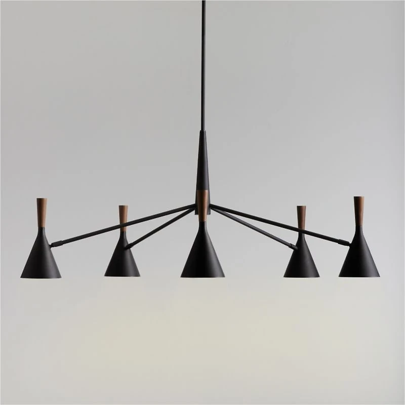 Weston Black Mid-Century Modern Chandelier Light 45"
