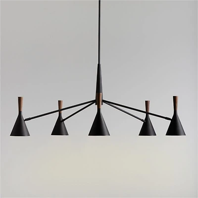 Weston Black Mid-Century Modern Chandelier Light 45"