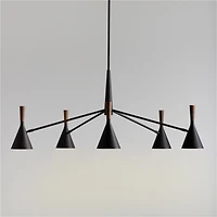 Weston Black Mid-Century Modern Chandelier Light 45"