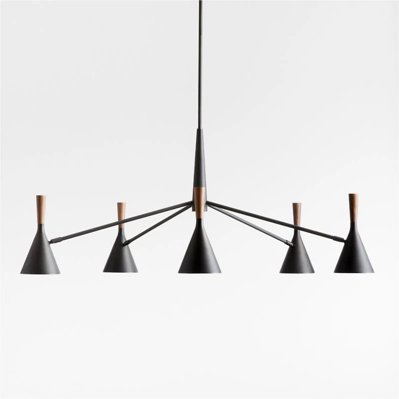 Weston Black Mid-Century Modern Chandelier Light 45"