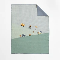 Wheely Cool Embroidered Organic Cotton Kids Twin Quilt