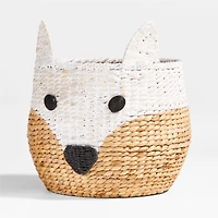 White Arctic Fox Woven Floor Storage Bin