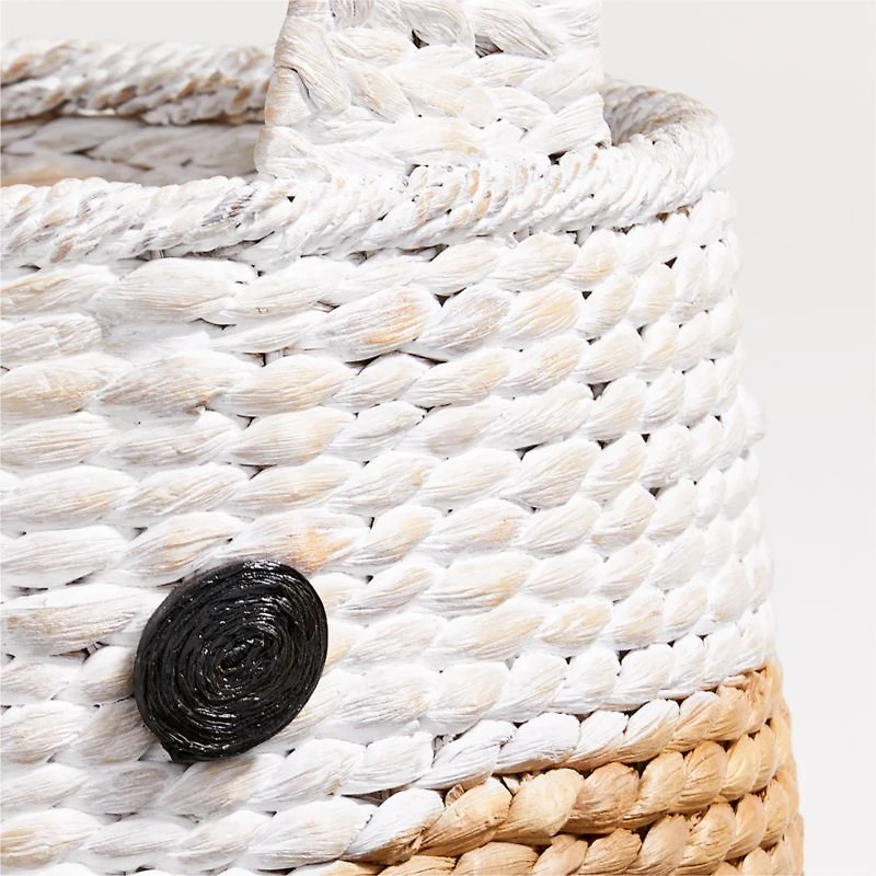 White Arctic Fox Woven Floor Storage Bin
