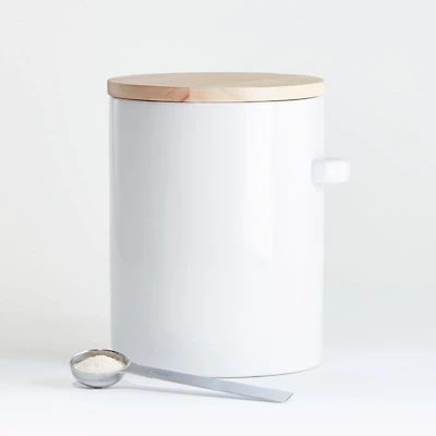 Aspen Large White Ceramic Canister with Scoop