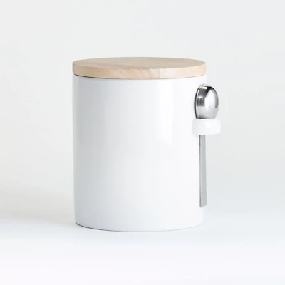 Aspen Medium White Ceramic Canister with Scoop