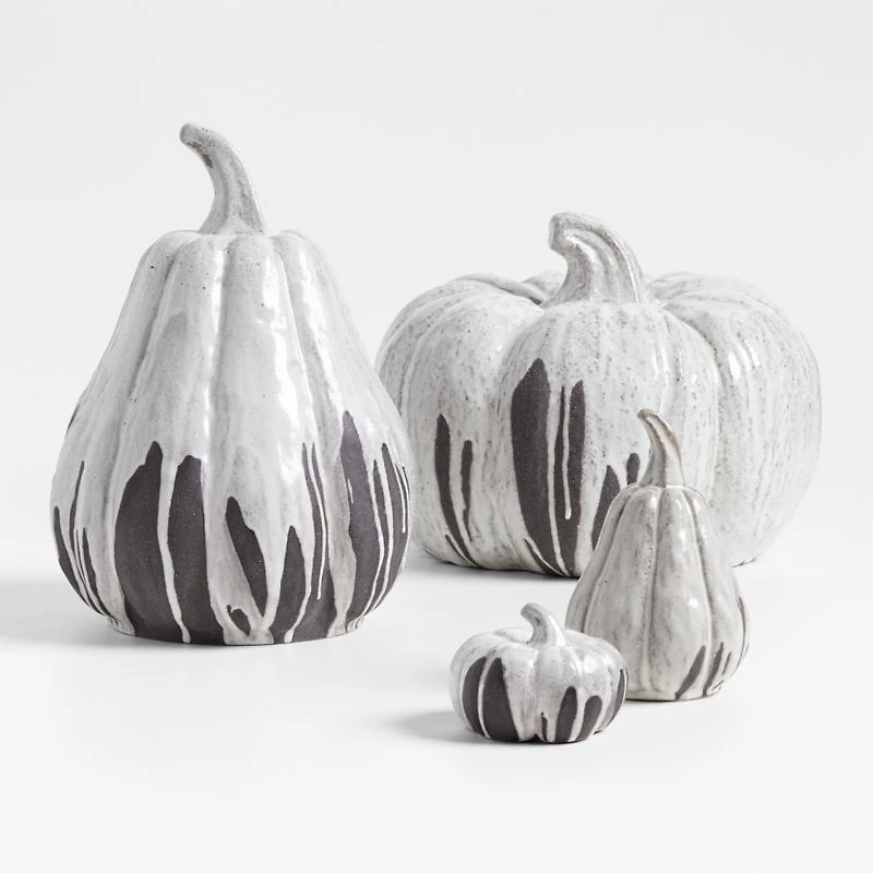 White Ceramic Drip Glazed Gourd
