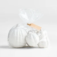 Decorative White Pumpkins, Set of 7