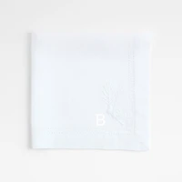White Embroidered Pinecone EUROPEAN FLAX ™-Certified Linen Dinner Napkin