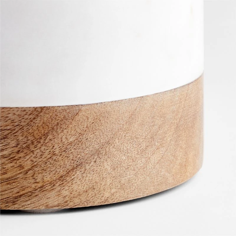 White Marble and Wood Canisters Set