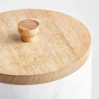 White Marble and Wood Canisters Set