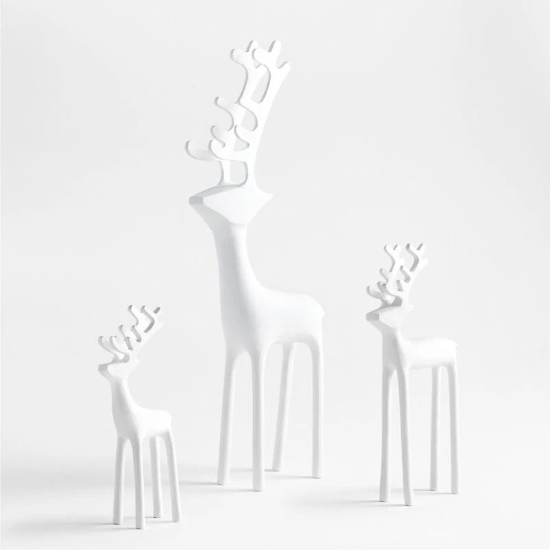 White Holiday Reindeer Decoration 9"